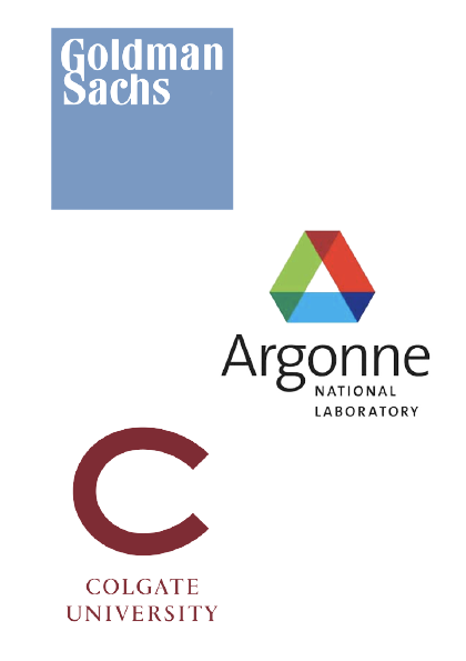 Goldman Sachs logo, Argonne National Laboratory logo, Colgate University logo